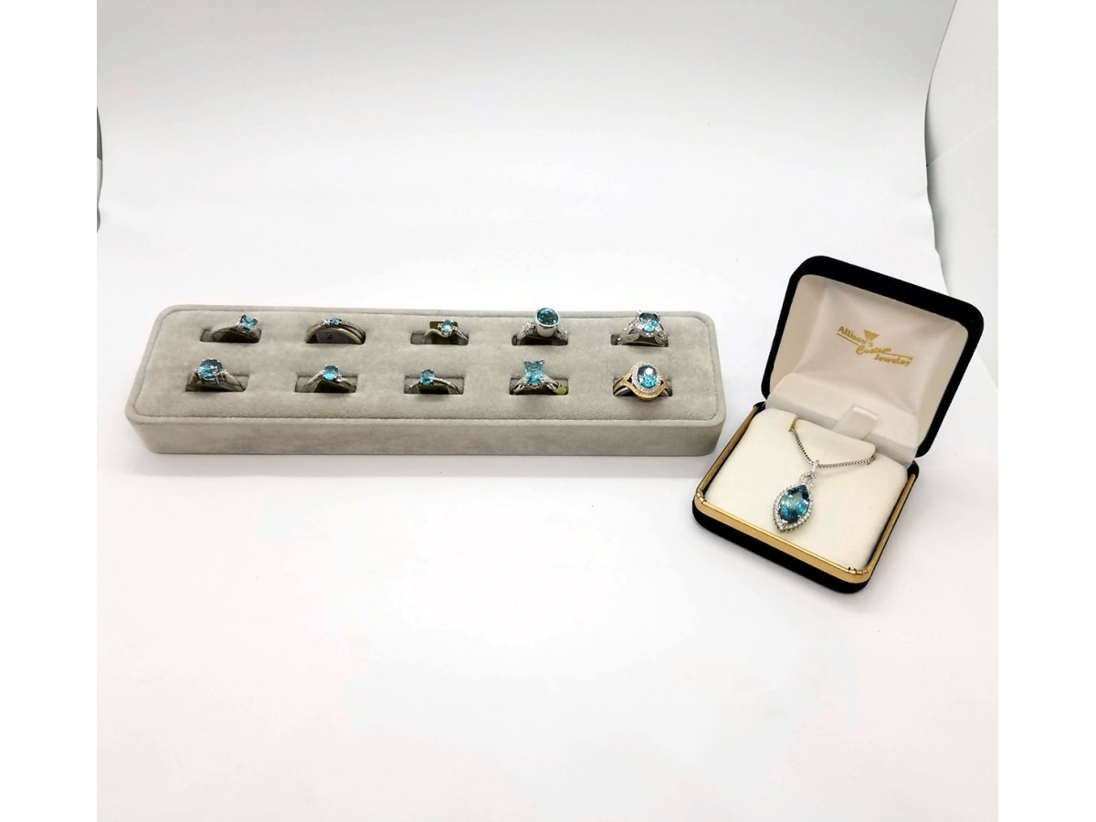 Details about   Meher's Jewelry 5.73ct Blue & White Zircon Baguette Bridge Ring WHITE RHODIUM 